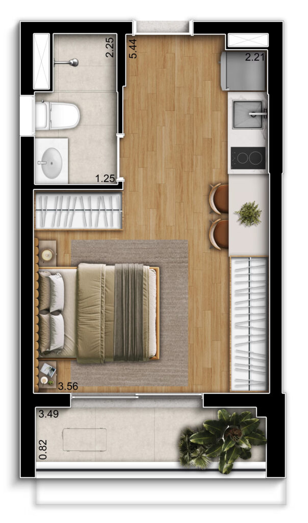 Studios
Plantas tipo de 28 m²